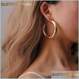 Hoop Huggie South Korea Gold Colour Big Circle Earrings Lover Ring Ear For Women Hip Hop Hoop Jewellery Gifts Girls Drop Delivery Dh3Jw