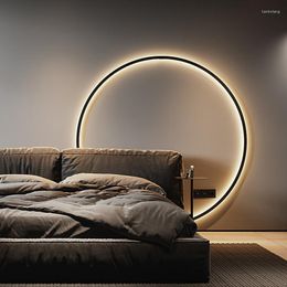 Wall Lamp Modern LED Lights Simple Circle Background Decoration Lamps For Living Room Bedroom Bedside Aisle Corridor Indoor Lighting