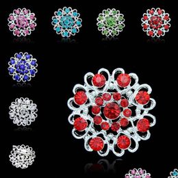 Pins Brooches Crystal Flowers Love Brooches Pins Diamond Brooch Boutonniere Stick Cor Wedding Fashion Jewelry Drop Delivery Dhn1K