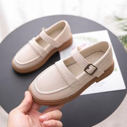 Flat Shoes 2022 Spring Kids Leather For Girl Princess School Fashion Children Performance Flats Buckle Little Girls Party