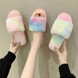 Cootelili Woman Slippers Women Winter Shoes For Women New Fashion Faux Fur 15Cm Heel Slippers Women Summer Shoes Plus size 41 J220716