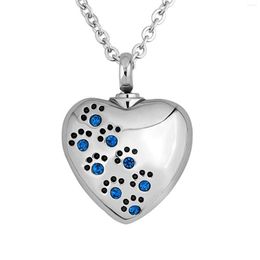 Pendant Necklaces Dog Ashes Necklace Pet Print Heart Shape Memorial Cremation Jewellery Stainless Steel Keepsake For Men Women