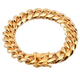 Braceletas Charm Pvd PVD Gold Fin Cuban Link Chain Bracelets for Men Digns