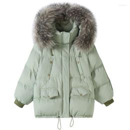 Women's Trench Coats 2022 Winter Jacket Women Parkas Big Fur Collar Hooded Coat Warm Cotton Padded Parka Female Loose Outwear