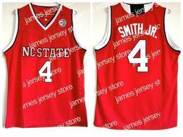 Basketball Mens NCAA Vintage NC State Wolfpack Dennis Smith Jr. Basketball Jerseys #4 Home Red Stitched Shirts White Jersey
