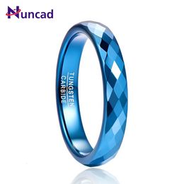 Band Rings NUNCAD 4mm Tungsten Carbide Black/Rose Gold/Blue Polished Finish Rhombic Cut Wedding Comfort Fit Jewelry 221119