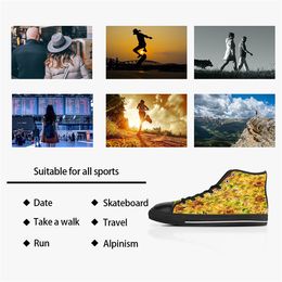 Sneakers Shoes casual shoesCustom Canvas Men Women Fashion Black Orange Mid Cut Breathable Casual Outdoor Sports Walking Jogging Color60494625