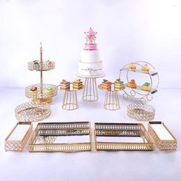 Bakeware Tools Gold Acrylic Cake Stand Wrought Iron Exquisite Rack Base Dessert Wedding Party Table Candy Bar Decor