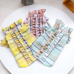 Dog Apparel Breathable Shirt Pet Clothes Two Legs Spring Summer Thin Plaid Cat Clothing Chihuahua Yorkshire Ladies Puppy Garments