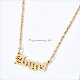 Pendant Necklaces Word Angel Pricess Brat Pendant Necklace Stainless Steel Sier Gold Chains Necklaces Women Fashion Jewellery Drop Del Dhbsr