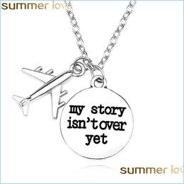 Pendant Necklaces Trendy Air Plane Necklace For Women Letter My Storey Isnt Over Yet Pendant Stainless Steel Chain Pendants Necklaces Dhqpl