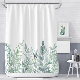 Shower Curtains Green Plant Leaves Flower Fabric Waterproof Polyester Bathroom Accessories Bath Screen Decor for Bathtub 221118