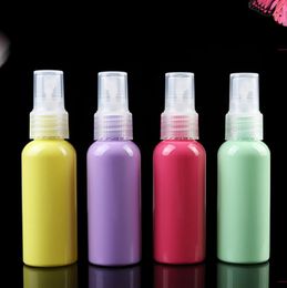 Wholesale 50ml Upscale bottle Candy Colour Fine Mist Sprayer Perfume bottle PET Refillable Macaron Bottles