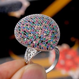 Wedding Rings Luxury Ring with Full Colour Cubic Zirconia Stones Women Engagement Party High Quality Dubai Jewellery 221119