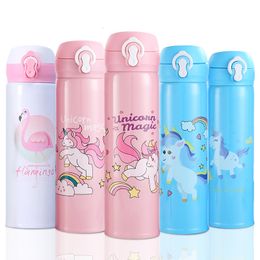 Water Bottles 350ML Children's Thermos Unicorn For Children Stainless Steel Drinkware School Girls Kids 221118