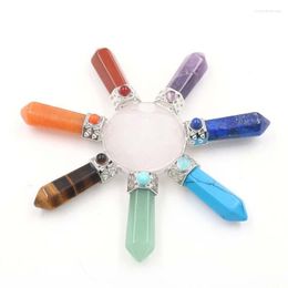 Pendant Necklaces FYSL Silver Plated Energy Converter Round Pyramid Many Colors Quartz Stone Healing Chakra Jewelry