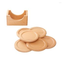Table Mats Wooden Non-slip Mug Pad Set 6pcs Heat-resistant Anti Scalding Insulation Mat Cup LX8255