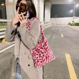 Evening Bags Flower Animal Pattern Shoulder Fashion Plush Winter All Match Handbags Outdoor Cute Purse Underarm