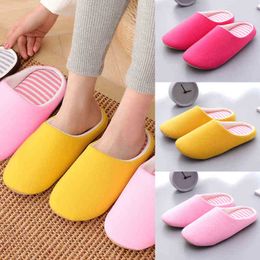 Slippers For Women Round Toe Flats Plus Velvet House Slippers Indoor Bedroom Comfortable Antislip Cotton Warm Plush Home Shoes J220716