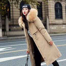 Women's Trench Coats F-F Long Down Jacket 2022 Winter Thick Fashion Loose Fluff Coat Plus Size Women's Cotton