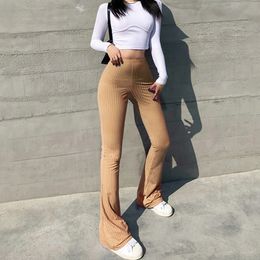 Womens Pants Capris Women Sexy High Waist Flare Leggings Solid Trousers Bodycon Fashion Club Casual Elasticity Bell Bottom Pant 221118