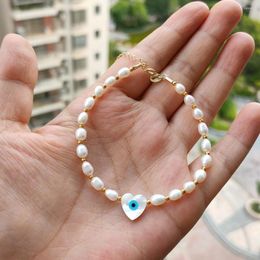 Charm Bracelets 2022 Fashion Natural Oval Pearl Mother Of Heart/Round/Hamsa/Cross Bracelet For Women Gold Luxury Jewellery