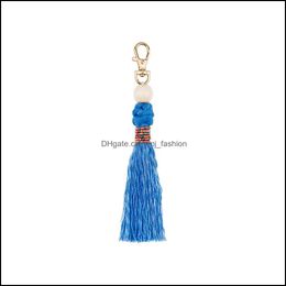 Key Rings Diy Weave Tassel Key Rings Bag Hangs Handmade Knot Beads Keychain Fashion Jewellery Drop Delivery Dh62L