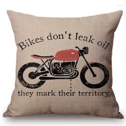 Pillow Vintage Style Motorcycle Printing Linen Cotton Home Decorative Sofa Throw Pillows Cover Car Seat Waist Pillowcase