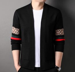 Men's Sweaters European Brand Embroidery Knitted Cardigan Men's Spring and Autumn New Fashion Korean Shawl High end Casual Sweater Coat Men