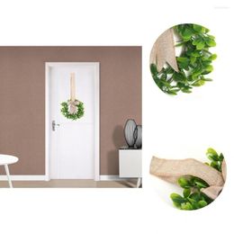 Decorative Flowers 2Pcs Door Wreaths Pensile Greenery Bowknot Design Elegant Round Garlands Home Decoration