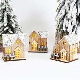 Party Decoration Y5GA Festival Led Light Wood House Christmas Tree Decorations For Home Nice Illuminated Wooden DIY Present Children