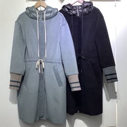 Mulheres para baixo parkas casaco outono e inverno cinto com capuz quente feminino casual lã quente médio longo 221118