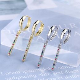 Hoop Earrings Fashion Multicolor Crystal Paved Tiny Simple Huggies Charming Colourful Dangle Earring Piercing Accessory Gifts