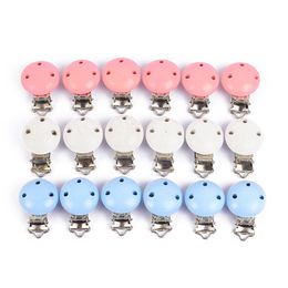 Baby Teethers Toys 10PcsLot 3 Colours Round Wood Pacifier Clip Teething Bead Accessories for DIY Chain Tool Wholesale 221119