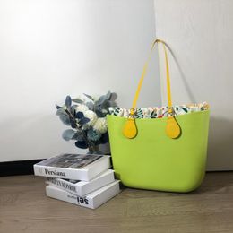 Evening Bags Obag O Bag Style Classic Waterproof EVA With Floral Border Lining Insert Inner Colourful Long Leather Handles Women Handbag