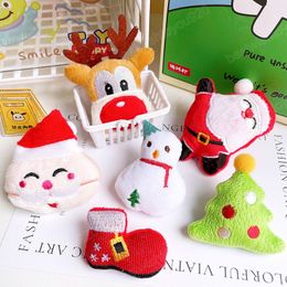 Cartoon Christmas Plush Brooch For Women Snowman Santa Tree Bells Metal Pins Christmas Gifts Accessories