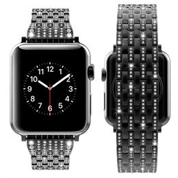 Smart Straps Seven Bead Diamond Chain Link Buckle Band Butterfly Clasp Strap Watchband Bracelet Fit iWatch Series 8 7 6 SE 5 4 3 For Apple Watch 38 42 44 45mm Wristband