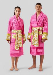 Velvet bathrobe robe Designers baroque Fashion Pyjamas Mens Women Letter jacquard printing Barocco print sleeves Shawl collar Pocket belt