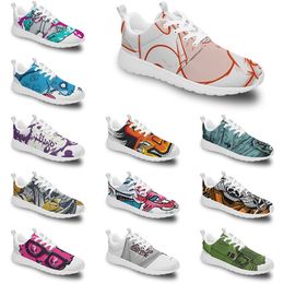 TRAN DIY Custom Running Shoes Women Men Trendy Trainer Outdoor Sneakers Black White Fashion Mens Yellow Breathable Casual Sports Fire-Red Style i14124685