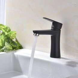 Bathroom Sink Faucets Black White Brushed Basin Faucet SUS304 Stainless Steel Tap Cold And Water Mixer Single Hole Mounted Hight Quality