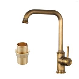 Kitchen Faucets Brass Single Hole Retro Antique Sink Tap Swivel Basin Mixer Lever Faucet Tall