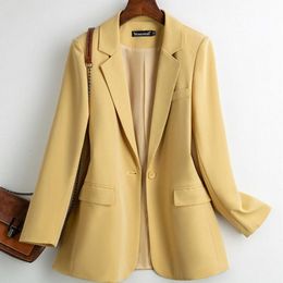 Women's Suits Blazers PEONFLY Suit Coat Jacket Fashion Long Sleeve Loose Casual Solid Office Lady Single-breasted Elegant Cardigan Tops 221119
