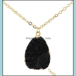 Pendant Necklaces Imitate Irregar Natural Stone Pendant Necklace Quartz Crystal Gold Chain Necklaces Fashion Jewellery Drop Delivery Pe Dhhja