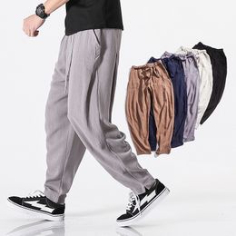 Men's Pants Japanese Men's Casual Pants Chinese Style Cotton Linen Pants Harajuku Personalized Trousers Spring and Summer Clothing 221119
