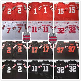 NCAA College Ohio State Buckeyes Football 17 Chris Olave Jersey 100th 14 KJ Hill 5 Garrett Wilson 8 Trey Sermon 2 JK Dobbins 1 Justin Fields Chase Young Binjimen Victor