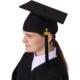 Berets 2022 Graduation With Tassel Black Mortar Board High School Matte University Boy Elastic Hat Girl Kindergarten B1s2