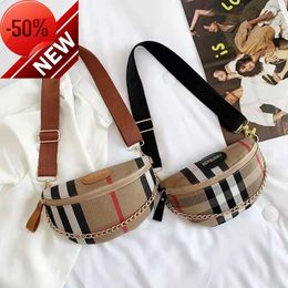 Store Has 80% Off Wholesale New Bag Female Canvas Chest Lattice Messenger Waist Fashion Simple Chain One Shoulder Back Fairy