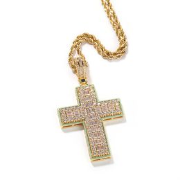 TopBling Hip Hop Cross Pendant Necklace Glow At Night Real White Gold Plated Jewellery