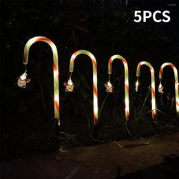 5Pcs Christmas Lights Outdoor Candy Cane Light Garden Decor Pathway Landscape Solar Xmas Lamp Decoration