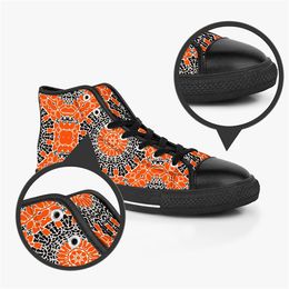 Men Stitch Shoes Custom Sneakers Canvas Women Fashion Black Orange Mid Cut Breathable Casual Outdoor Sports Walking Jogging Color89